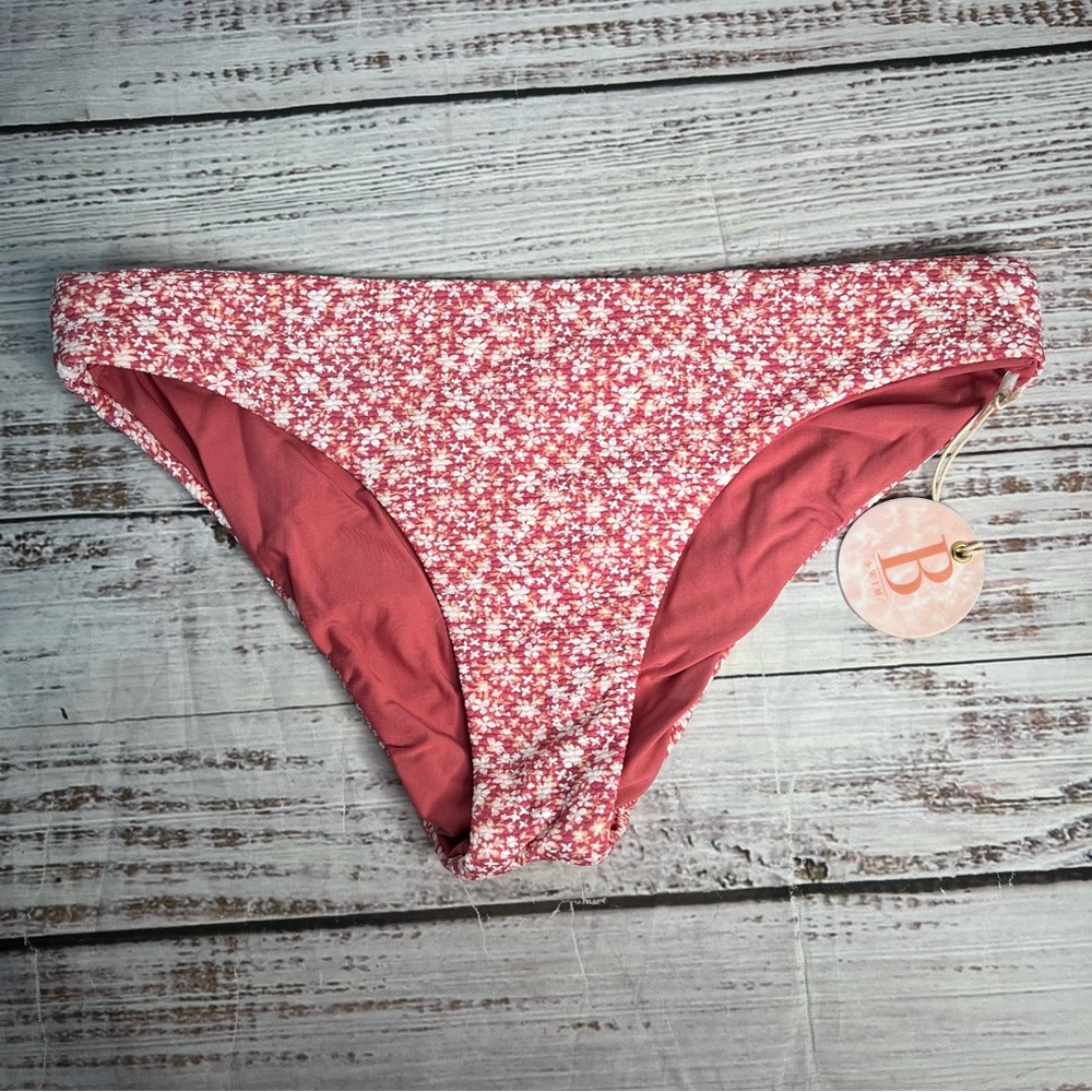 B Swim Rip Tide Hipster Medium Ditsy Floral Low Rise Mid Minimal Coverage NEW